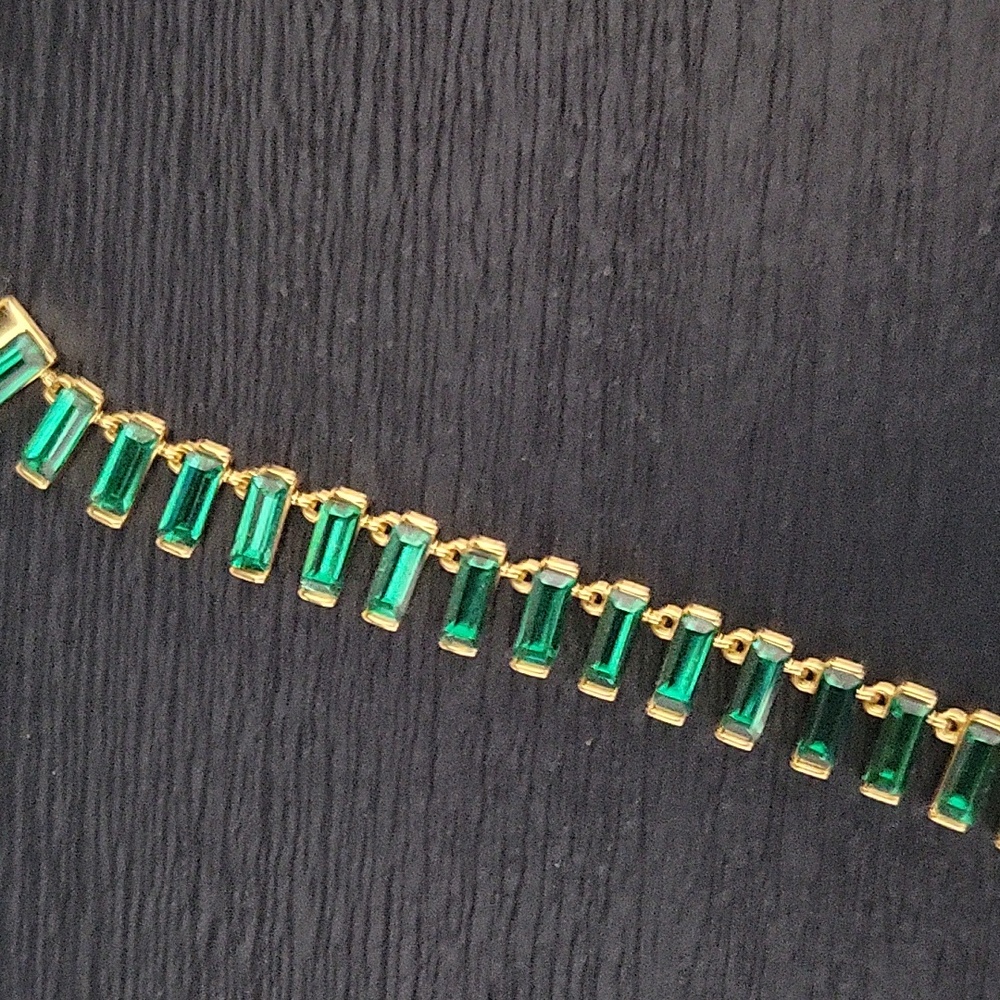 J Crew Green Rectangular Stone Necklace. - image 3
